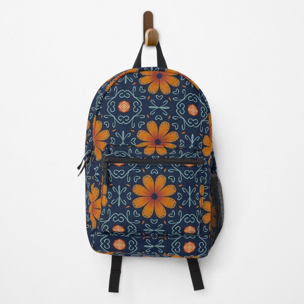 Item preview, Fun Retro Flower Pattern in Deep Blue and Rust designed and sold by cozycaroline.