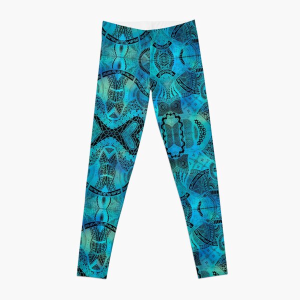 Loops Lagoon - Hand Drawn Zentangle Design Leggings
