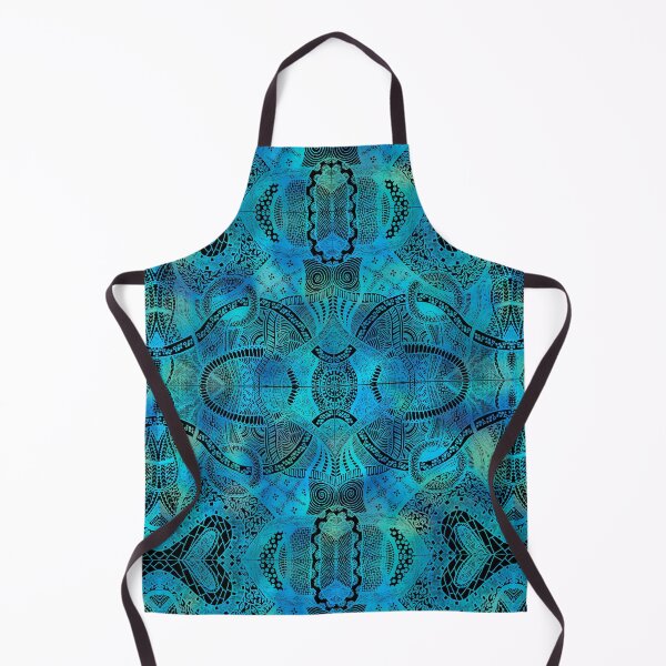 Loops Lagoon - Hand Drawn Zentangle Design Apron