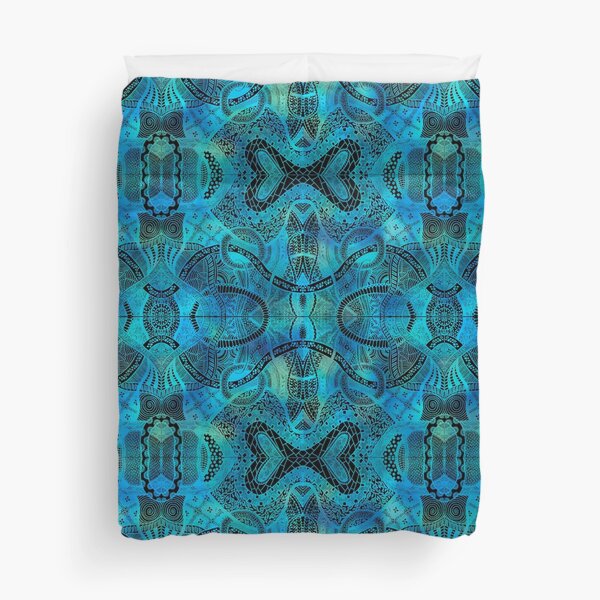 Loops Lagoon - Hand Drawn Zentangle Design Duvet Cover
