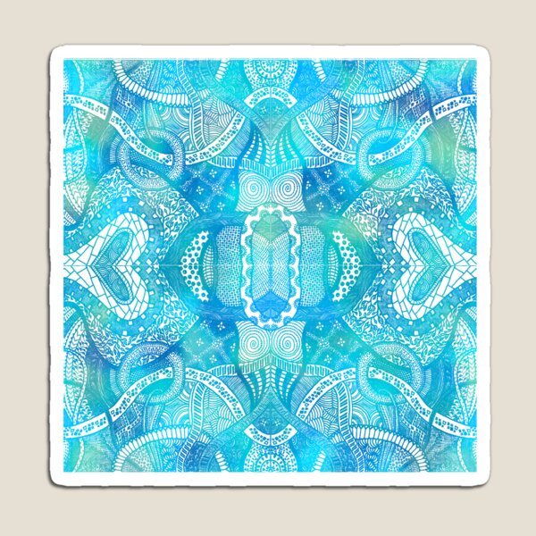 Loops Lagoon - Hand Drawn Zentangle Design Magnet