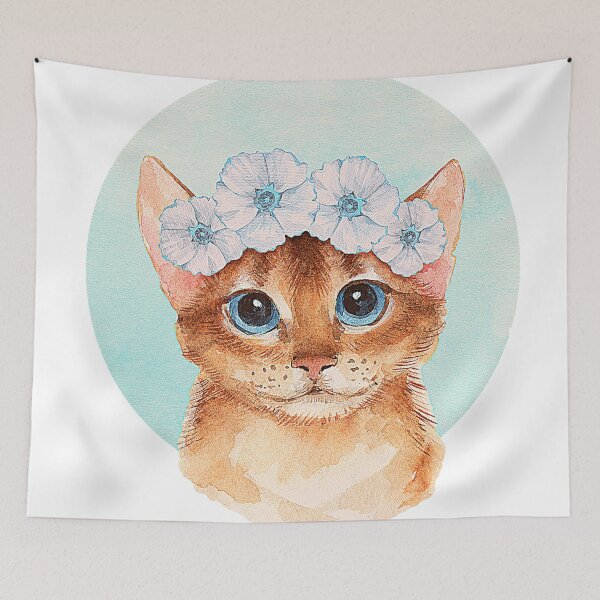 Item preview, Cat with blue flower headband designed and sold by ForeverLawd.