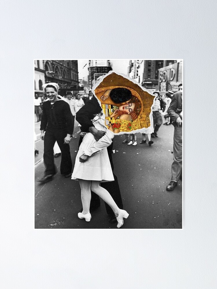 V J Day In Times Square And The Kiss By Gustav Klimt And Photographer