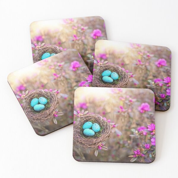 Item preview, Robin eggs amongst purple flowers designed and sold by RBDESIGN SHOP.
