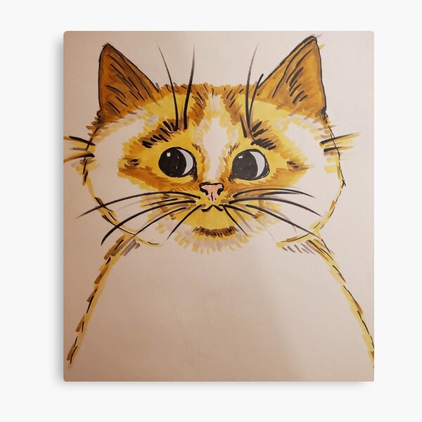 Impressions Metalliques Sur Le Theme Esquisse De Chat Redbubble