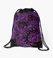 Dark floral contrast Drawstring Bag