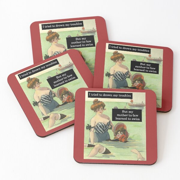 Item preview, Trouble with Mother-In-Law Vintage Look Women Swimming Funny Graphic designed and sold by GreenCarbon2112.