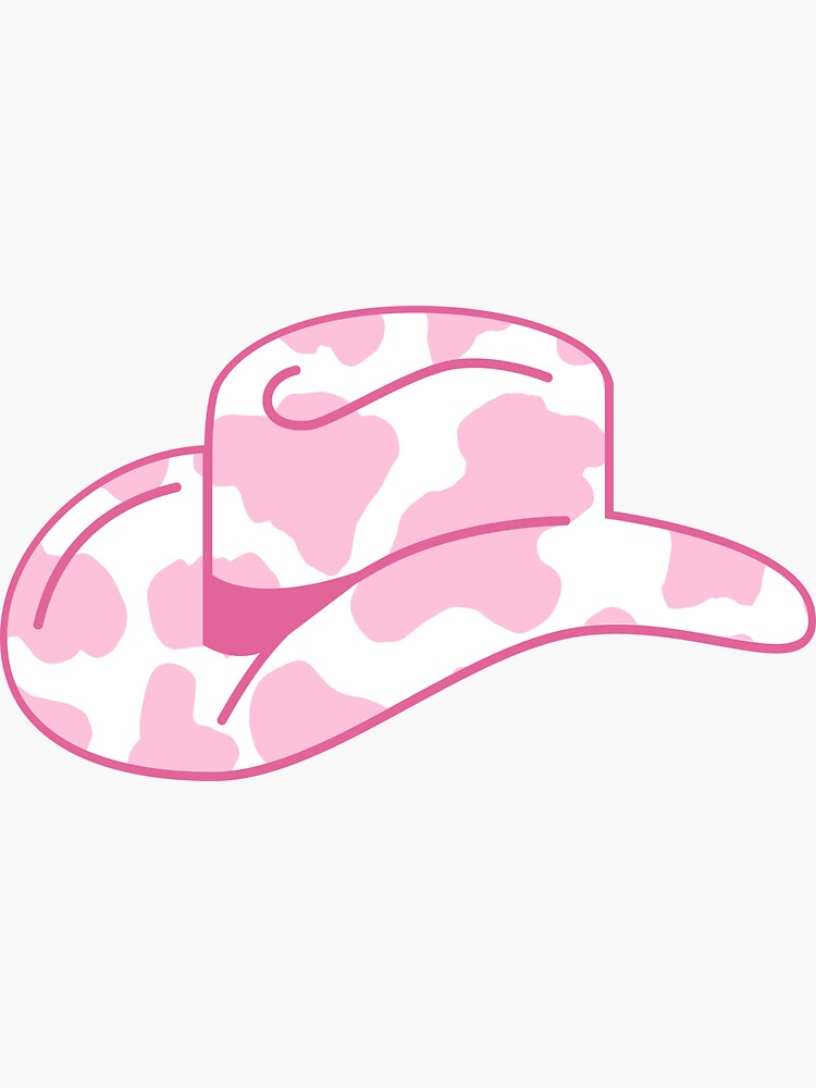 Pink Cow-Print Cowboy Hat Sticker for Sale by rowellkatie