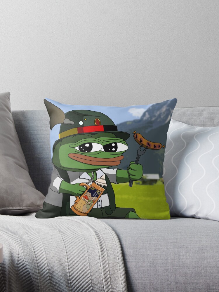 German Pepe The Frog Pillow for Sale by jack spinella