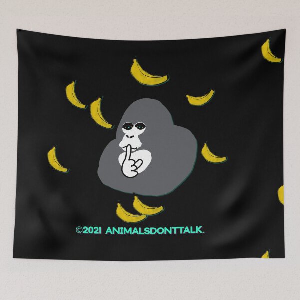 Item preview, Gorillas & Bananas (on Black) designed and sold by ANIMALSDONTTALK.