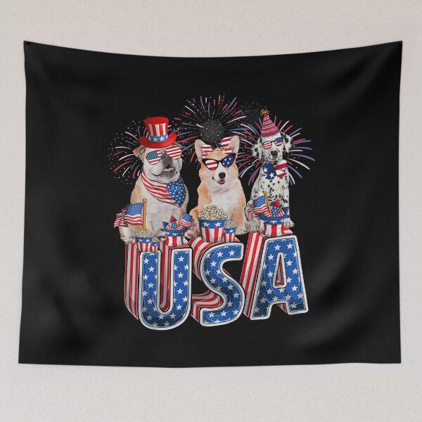 Artikelvorschau, Lustige Hundeliebhaber, patriotisches T-Stück, amerikanische Hunde, glücklicher 4. Juli entworfen und verkauft von RogerGift.
