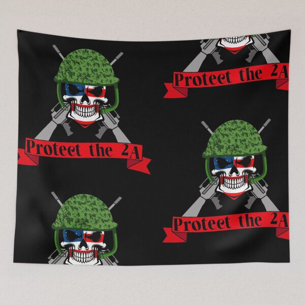 Item preview, Protect the 2A American flag skull designed and sold by Designs Of all kinds.