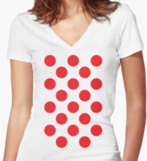 Red Polka Dot (King of the Mountains) Women's Fitted V-Neck T-Shirt