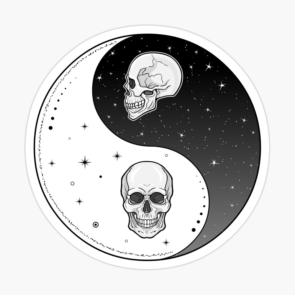 Tatouage Ying Yang Soleil Lune Poster « Dessin mystique : crâne humain stylisé de soleil et de lune, jour  et nuit. Symbole zen. Ying yang signe d'harmonie et d'équilibre. », par  YanaZvereva | Redbubble