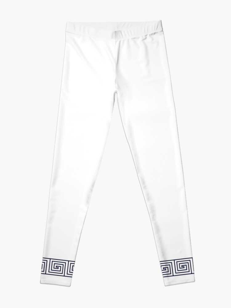 Alternate view of The Ozymandias Greek Key Pattern Blue Leggings