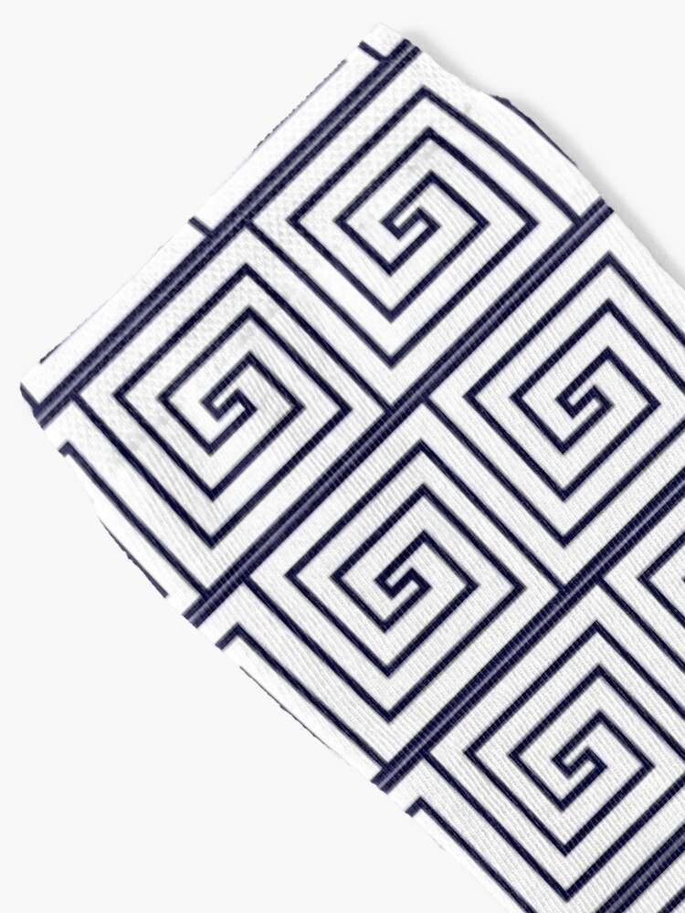 Thumbnail 2 of 5, Socks, The Ozymandias Greek Key Pattern Blue designed and sold by The Ozymandias Project.