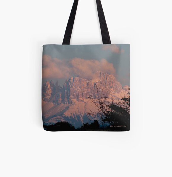 Pretty in Pink: Sunset on the Dolomites All Over Print Tote Bag
