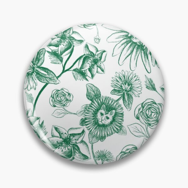 Item preview, Floral Felines (green and white) designed and sold by ShinyBallArt.