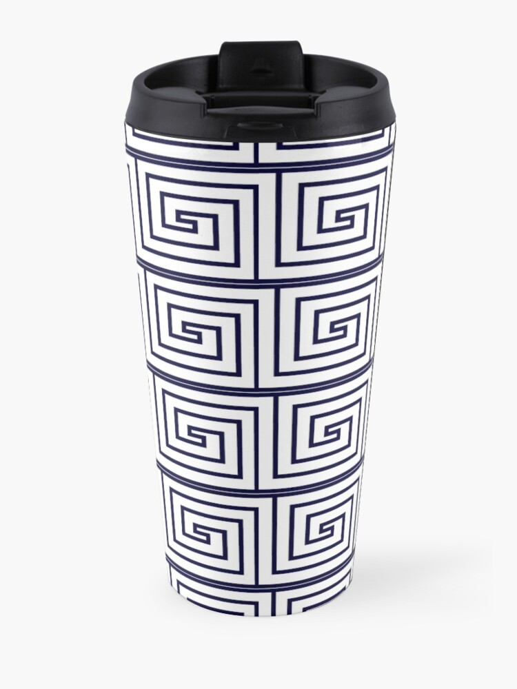 Alternate view of The Ozymandias Greek Key Pattern Blue Travel Mug