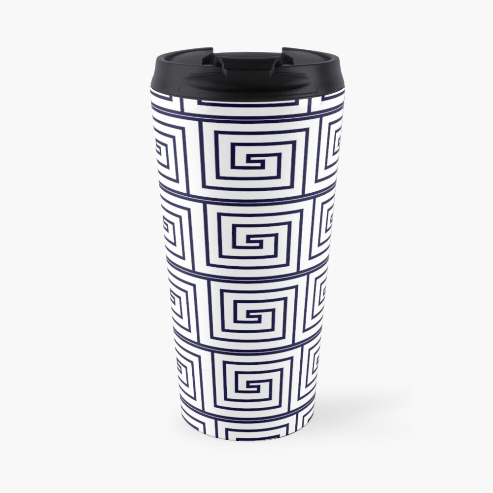 The Ozymandias Greek Key Pattern Blue Travel Mug