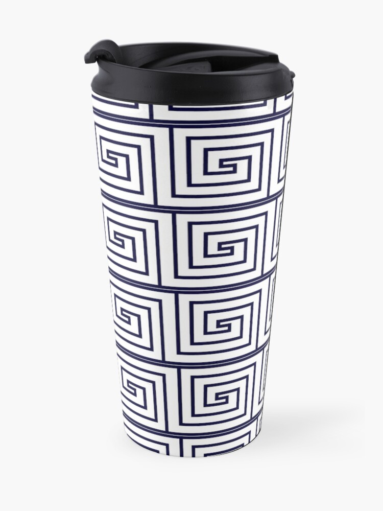 Alternate view of The Ozymandias Greek Key Pattern Blue Travel Mug