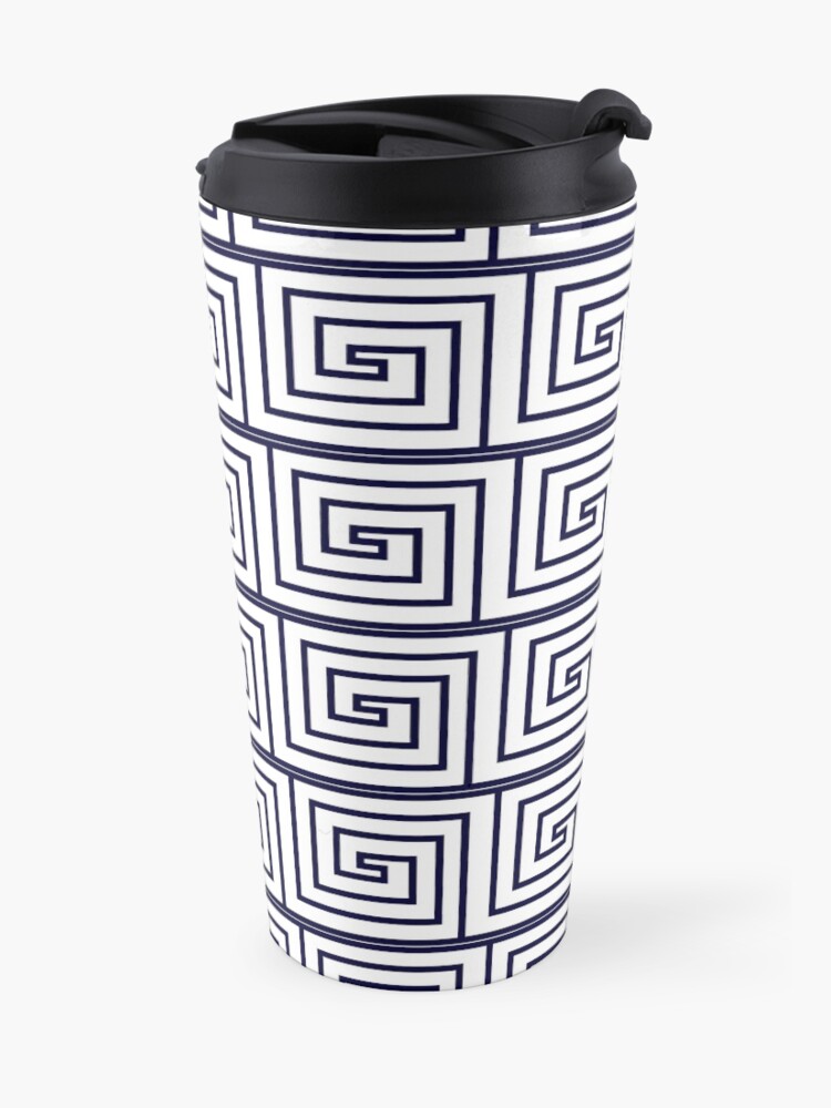 Alternate view of The Ozymandias Greek Key Pattern Blue Travel Mug