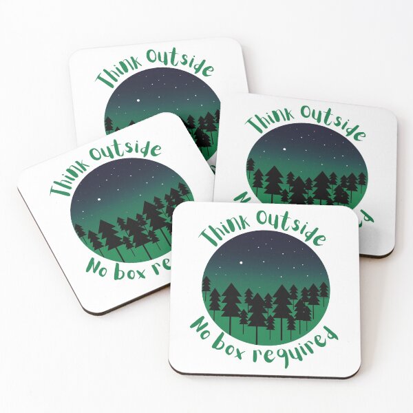 Item preview, Think Outside No Box Required Green Forest Night - Curious Outdoorsy Inspirational designed and sold by Teetee94.