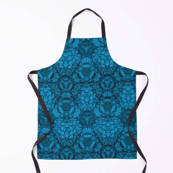 Psychedelic Tree Branch PATTERN - Light Blue on Black - ZS080 Apron