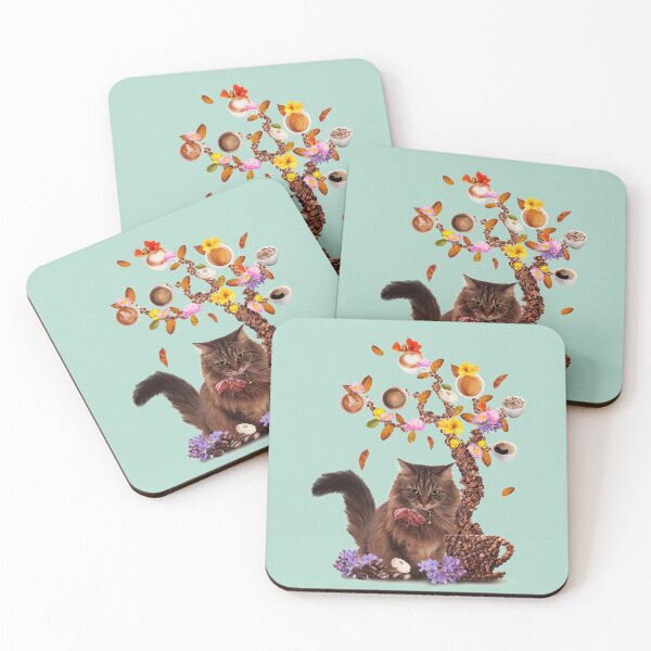 Item preview, Custom Art : Cat and Coffee Tree designed and sold by leBoosh-Designs.