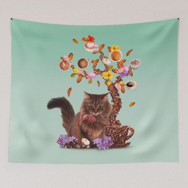 Item preview, Custom Art : Cat and Coffee Tree designed and sold by leBoosh-Designs.