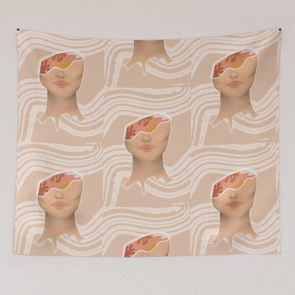 Item preview, Exposed Brain Portrait on Pink Boho Abstract designed and sold by Art-by-Makaela.