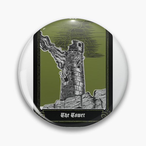 Item preview, Tarot Card The Tower Engraving Style designed and sold by Amanda Devil.