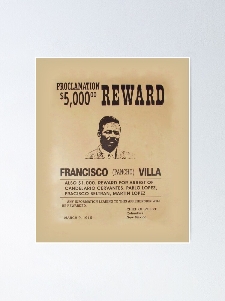 pancho villa reward poster clipart