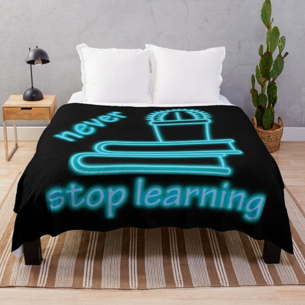Item preview, Never stop learning - books and cactus - blue designed and sold by FunnyChameleon.