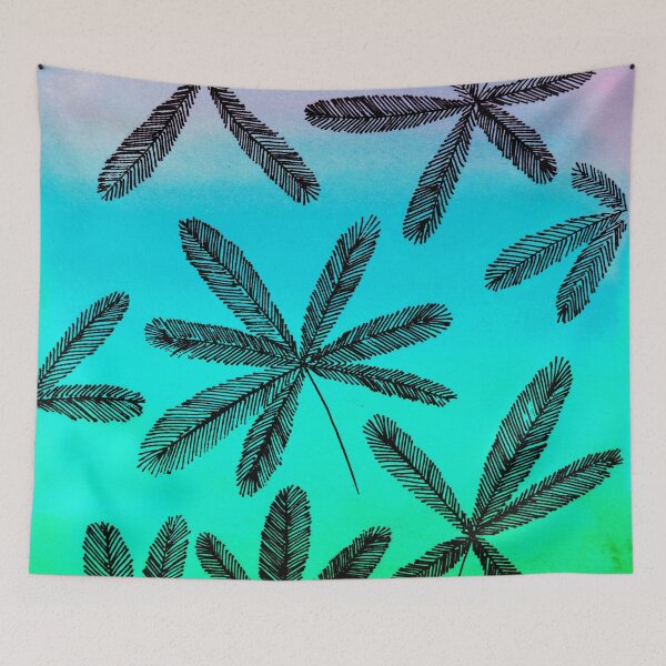 Item preview, Autumn Leaves Pattern - Watercolor Art - Aqua designed and sold by MinArt Illustrations.