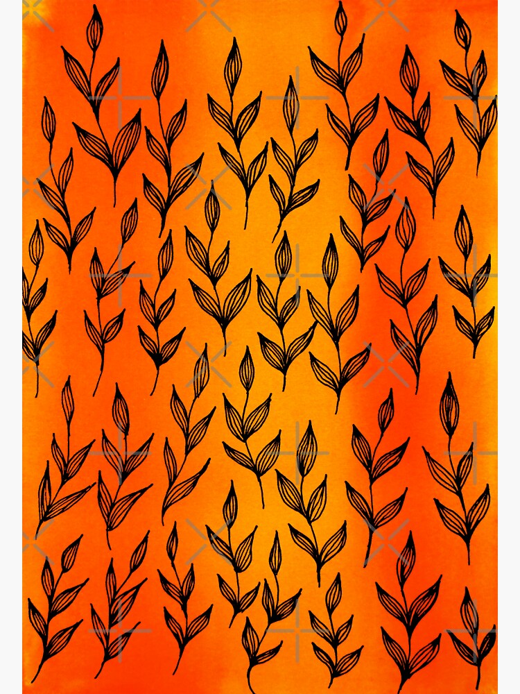 "Leaf Pattern On Orange Background" Sticker for Sale by minartillustrte