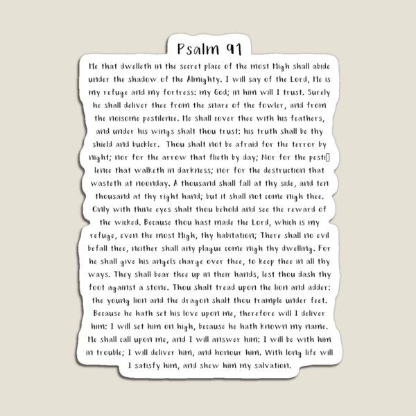psalm-91-kjv-he-that-dwelleth-in-the-shelter-magnet-for-sale-by-corbrand-redbubble for Free Printable Psalm 91 Kjv Psalm 91 KJV - He that dwelleth in the shelter