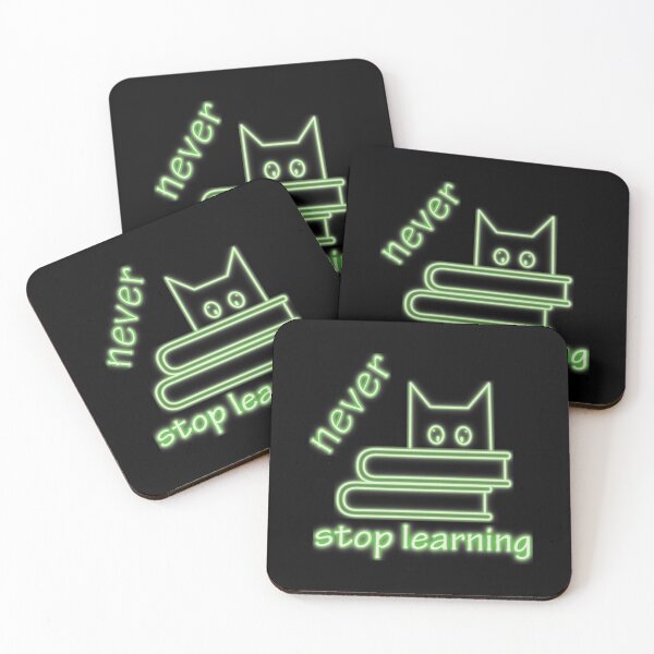Item preview, Never stop learning - books and cat -  green designed and sold by FunnyChameleon.