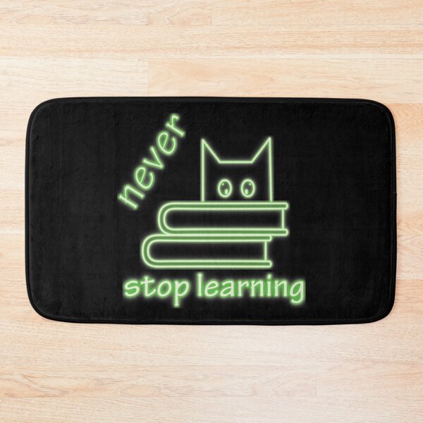 Item preview, Never stop learning - books and cat -  green designed and sold by FunnyChameleon.