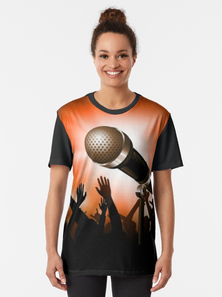 Graphic T-Shirt, Mic and Crowd - Orange designed and sold by battlerapgear