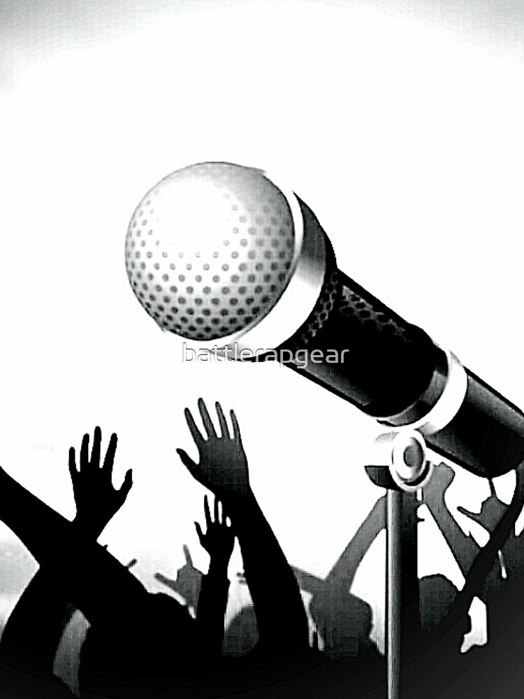 Thumbnail 5 of 5, Graphic T-Shirt, Mic and Crowd - White designed and sold by battlerapgear.
