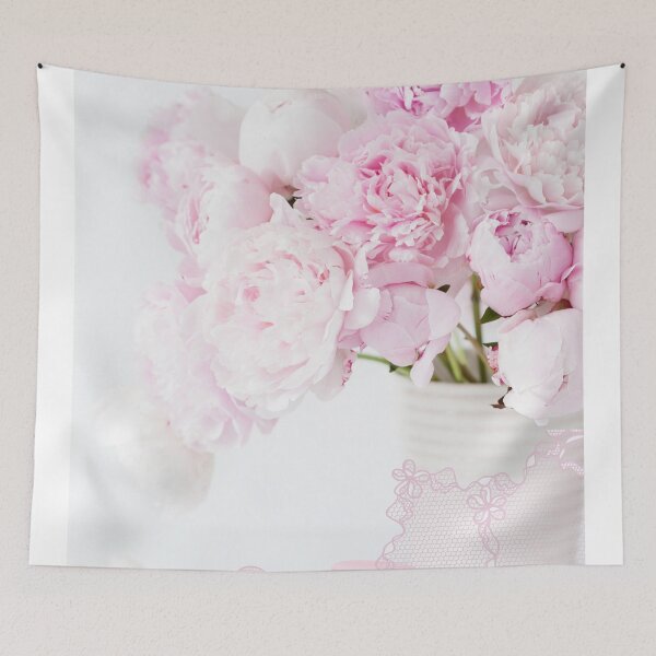 Item preview, Shabby Chic Peonies Vase Old Lace French Macaroons Dessert Elegant Home Decor designed and sold by Erika Bartha.