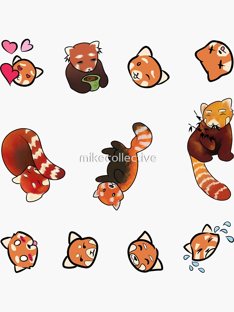 "Red Panda Emoji" Sticker by mikecollective Redbubble