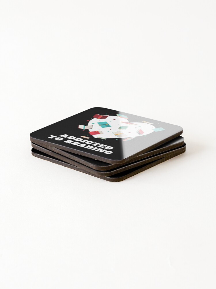 Thumbnail 4 of 5, Coasters (Set of 4), Addicted to reading designed and sold by ClickATeeStore.