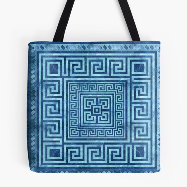 Item preview, Greek Key Ornament - Greek Meander - Blue Marble designed and sold by k9printart.