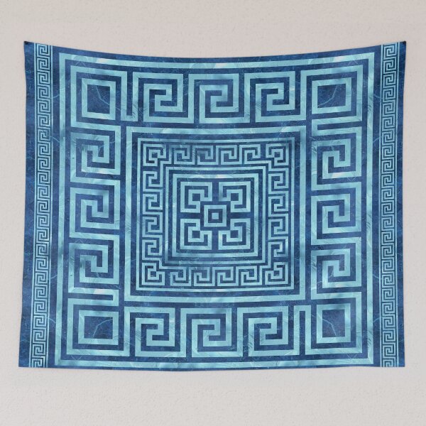 Item preview, Greek Key Ornament - Greek Meander - Blue Marble designed and sold by k9printart.