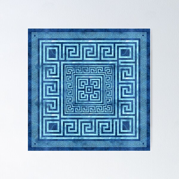 Item preview, Greek Key Ornament - Greek Meander - Blue Marble designed and sold by k9printart.