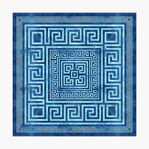 Item preview, Greek Key Ornament - Greek Meander - Blue Marble designed and sold by k9printart.
