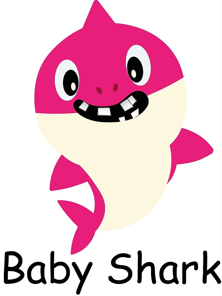Baby Shark Cartoon Pink Cute Character With A Winning Smile Great Kids Gift Greeting Card By Anarchasm Redbubble