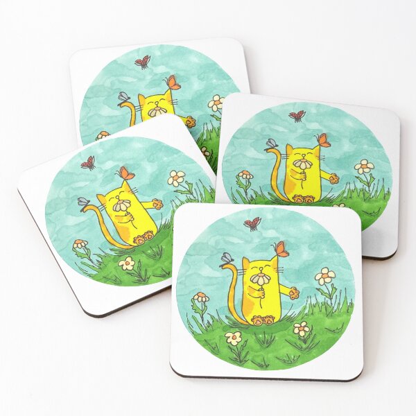 Item preview,  Cat and flowers designed and sold by DoodlyStickers.
